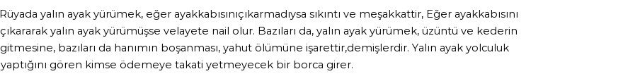 Molla Cami'ye Göre Rüyada Yalınayak Yürümek Görmek