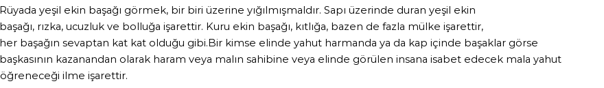 Molla Cami'ye Göre Rüyada Yeşil Ekin Başağı Görmek