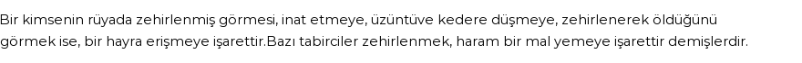 Molla Cami'ye Göre Rüyada Zehirlenmek Görmek