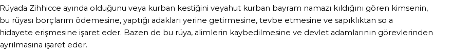 Molla Cami'ye Göre Rüyada Zilhicce Ayı Görmek