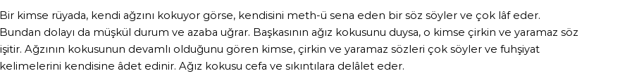 Nablusi'ye Göre Rüyada Ağız Kokusu Görmek