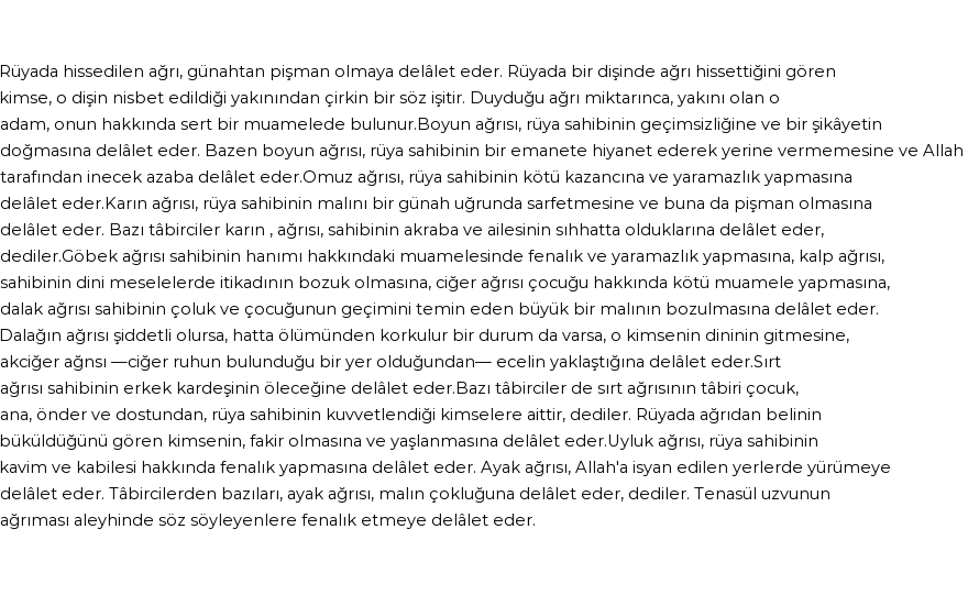 Nablusi'ye Göre Rüyada Ağrı Görmek