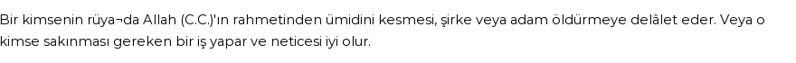 Nablusi'ye Göre Rüyada Allah`ın Rahmetinden Ümit Kesmek Görmek