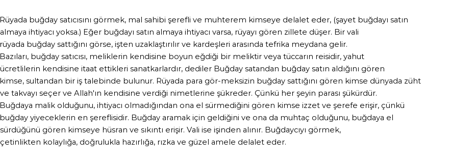 Nablusi'ye Göre Rüyada Buğday Satıcısı Görmek