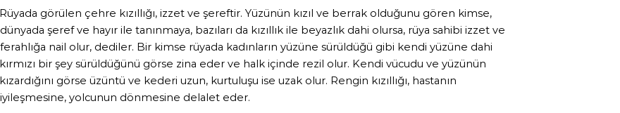 Nablusi'ye Göre Rüyada Çehre Kızıllığı Görmek