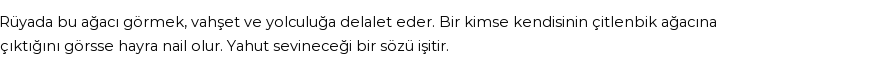 Nablusi'ye Göre Rüyada Çitlembik Ağacı Görmek