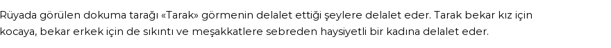 Nablusi'ye Göre Rüyada Dokuma Tarağı Görmek