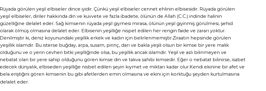 Nablusi'ye Göre Rüyada Elbise Ve Başka Şeylerin Yeşilliği Görmek