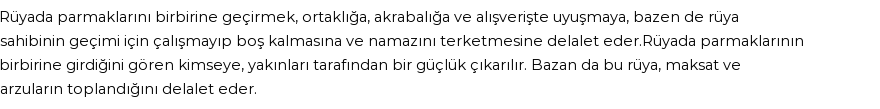 Nablusi'ye Göre Rüyada Parmaklarını Birbirine Geçirmek Görmek