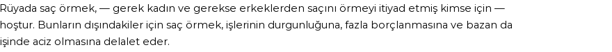 Nablusi'ye Göre Rüyada Saç Örmek Görmek