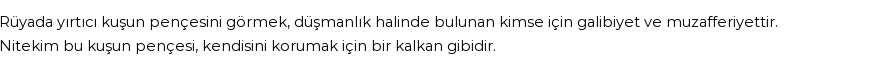 Nablusi'ye Göre Rüyada Yırtıcı Küş Pençesi Görmek