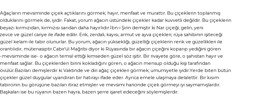 Seyyid Süleyman'a Göre Rüyada Ağaç Çiçekleri Görmek