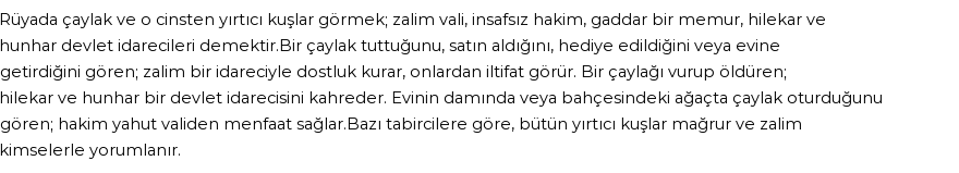 Seyyid Süleyman'a Göre Rüyada Çaylak Görmek