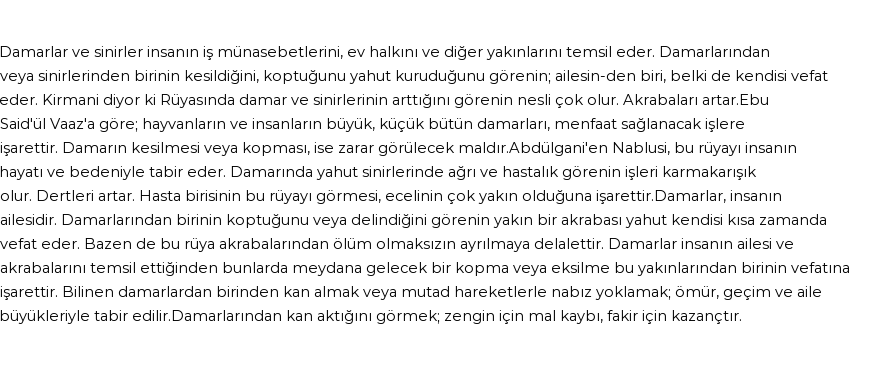 Seyyid Süleyman'a Göre Rüyada Damarlar Görmek
