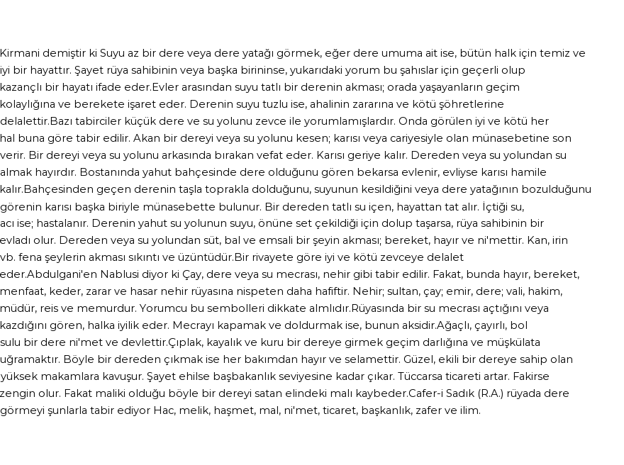 Seyyid Süleyman'a Göre Rüyada Dere Görmek