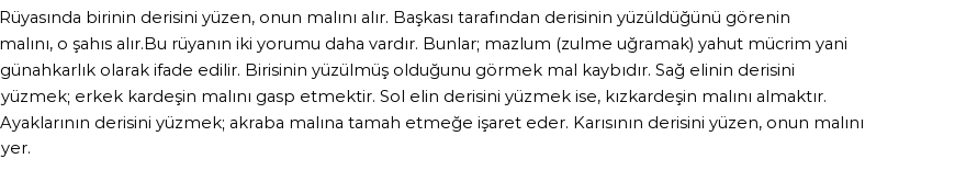 Seyyid Süleyman'a Göre Rüyada Deri Yüzmek Görmek