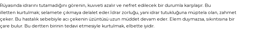 Seyyid Süleyman'a Göre Rüyada İdrarı Tutamamak Ve İdrar Zorluğu Görmek