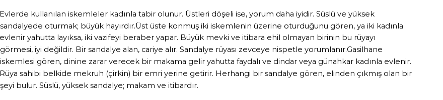 Seyyid Süleyman'a Göre Rüyada İskemle Görmek