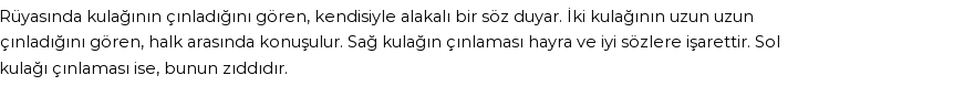 Seyyid Süleyman'a Göre Rüyada Kulak Çınlaması Görmek