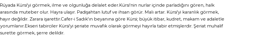 Seyyid Süleyman'a Göre Rüyada Kürsi Görmek