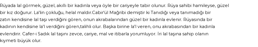 Seyyid Süleyman'a Göre Rüyada Lal Görmek