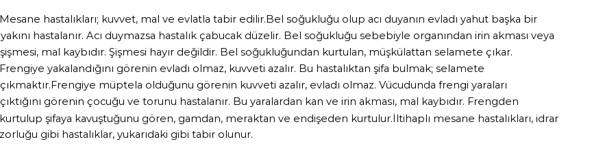 Seyyid Süleyman'a Göre Rüyada Mesane Hastalıkları Görmek