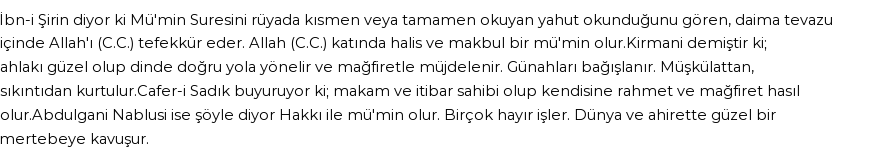 Seyyid Süleyman'a Göre Rüyada Mümin Suresi Görmek