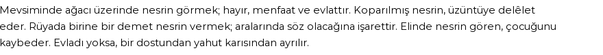 Seyyid Süleyman'a Göre Rüyada Nesrin Görmek