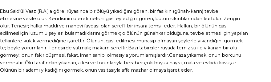 Seyyid Süleyman'a Göre Rüyada Ölünün Yıkanması Görmek