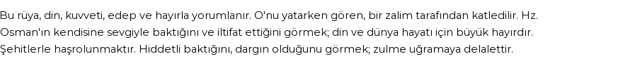 Seyyid Süleyman'a Göre Rüyada Osman (r.a.) Görmek