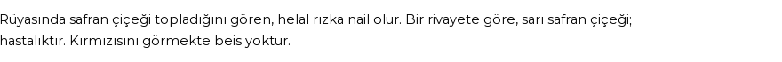 Seyyid Süleyman'a Göre Rüyada Safran Çiçeği Görmek