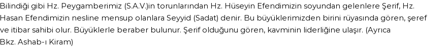 Seyyid Süleyman'a Göre Rüyada Şerifler Ve Seyyidler Görmek