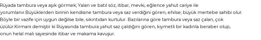 Seyyid Süleyman'a Göre Rüyada Tambura Görmek