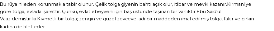 Seyyid Süleyman'a Göre Rüyada Tolga Görmek