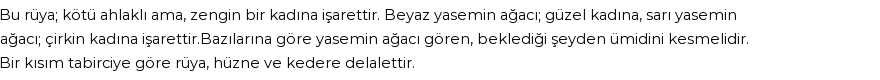 Seyyid Süleyman'a Göre Rüyada Yasemin Ağacı Görmek