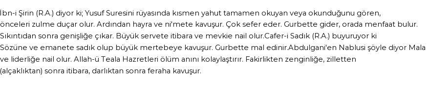 Seyyid Süleyman'a Göre Rüyada Yusuf Suresi Görmek