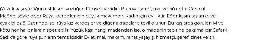 Seyyid Süleyman'a Göre Rüyada Yüzük Kaşı Görmek