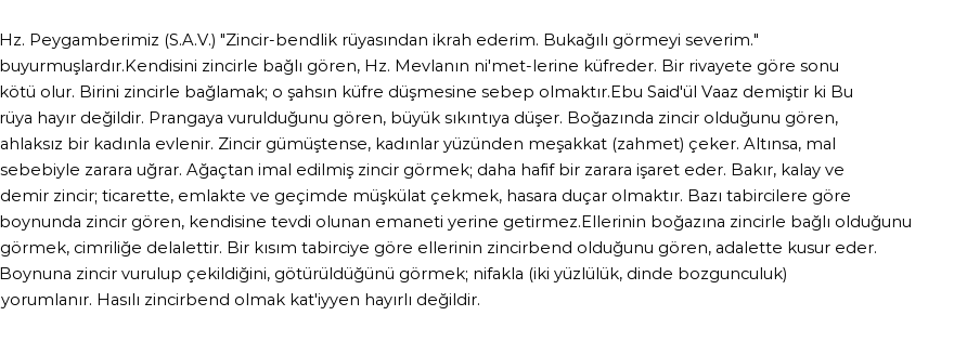 Seyyid Süleyman'a Göre Rüyada Zincirbend Görmek