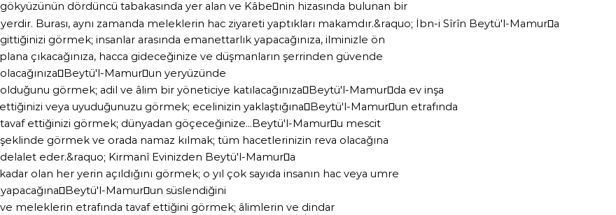 Tiflisi'ye Göre Rüyada Beytü`l-mamur Görmek