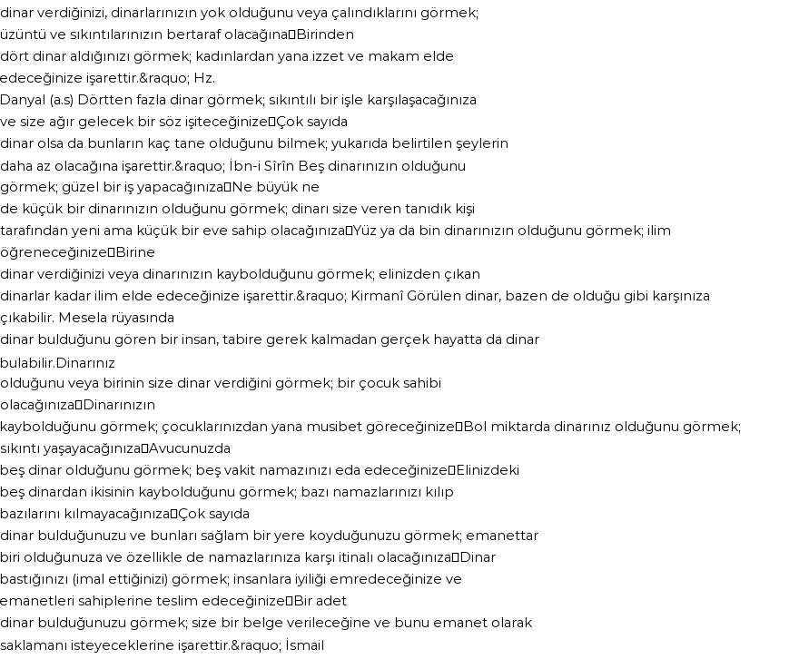 Tiflisi'ye Göre Rüyada Dinar Görmek