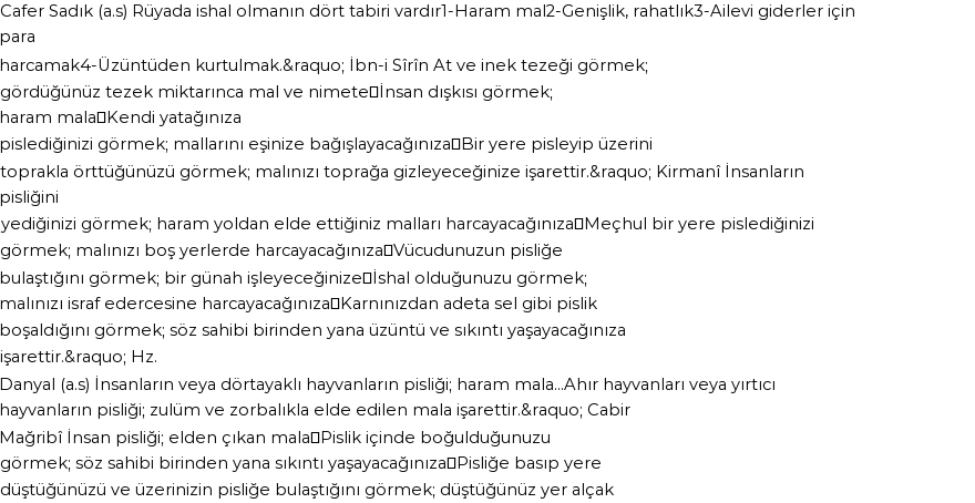 Tiflisi'ye Göre Rüyada Dışkı ve Tezek Görmek