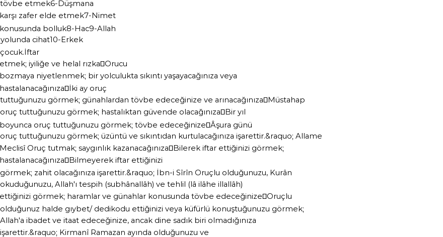 Tiflisi'ye Göre Rüyada Oruç Tutmak Görmek