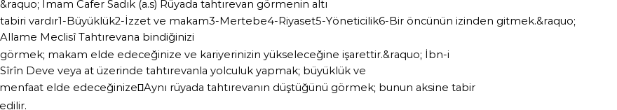 Tiflisi'ye Göre Rüyada Tahtırevan Görmek